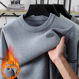 雪貂绒加绒毛衣男款冬季半高领加厚保暖打底针织衫男针织衫休闲秋