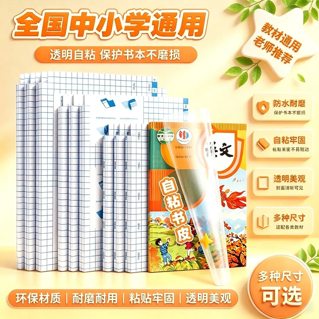 小学通用分段式自粘书皮套装