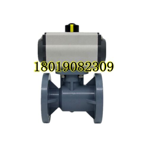 CPVC气动塑料法兰球阀DN50 65 80 100双作用耐酸碱腐蚀直通浮动式