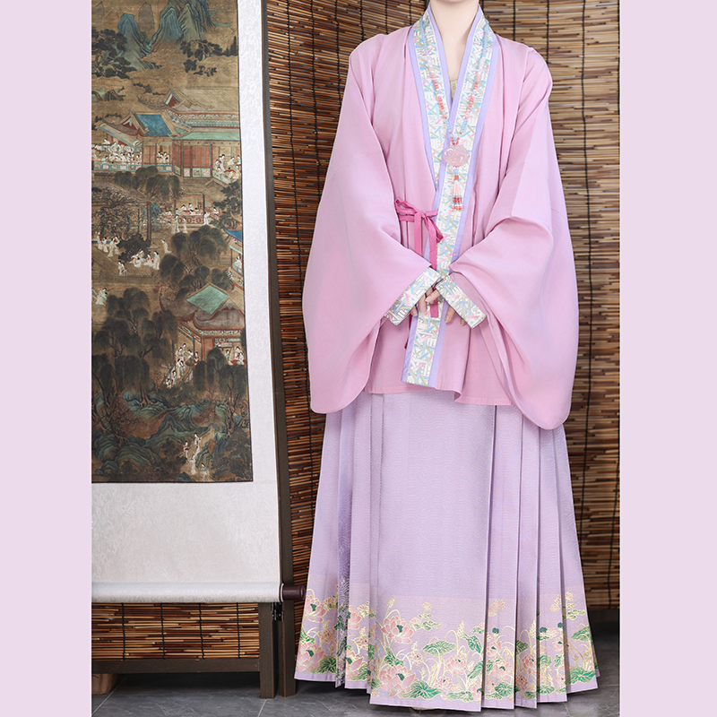 宴平汉服 【竹编】单层对穿交短衫&【不染】织金仿妆花马面裙套装