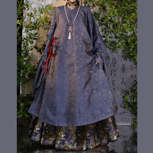 宴平汉服  【碧海金境】明制立领斜襟大袖长衫 &织金仿妆花马面裙