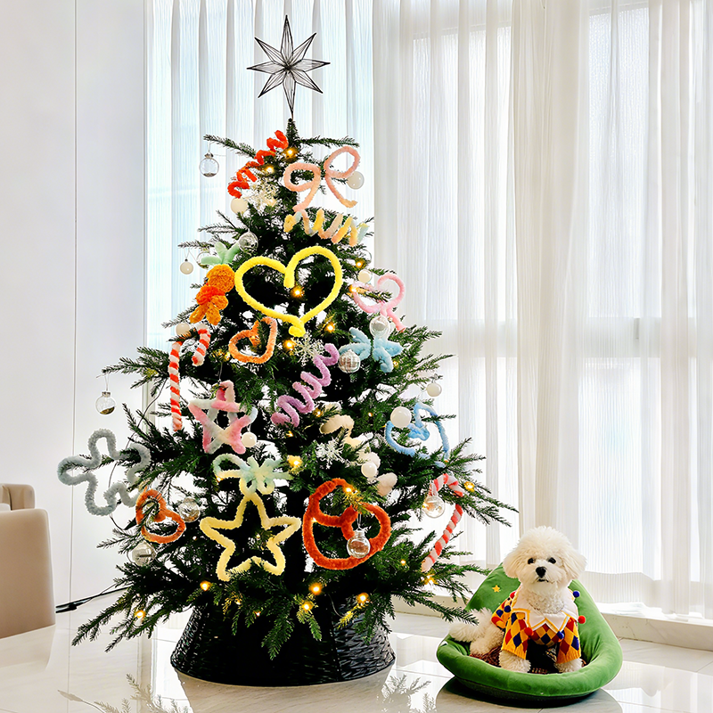 圣诞树挂件扭扭棒装饰手工diy材料包毛绒条加密圣诞节氛围感布置