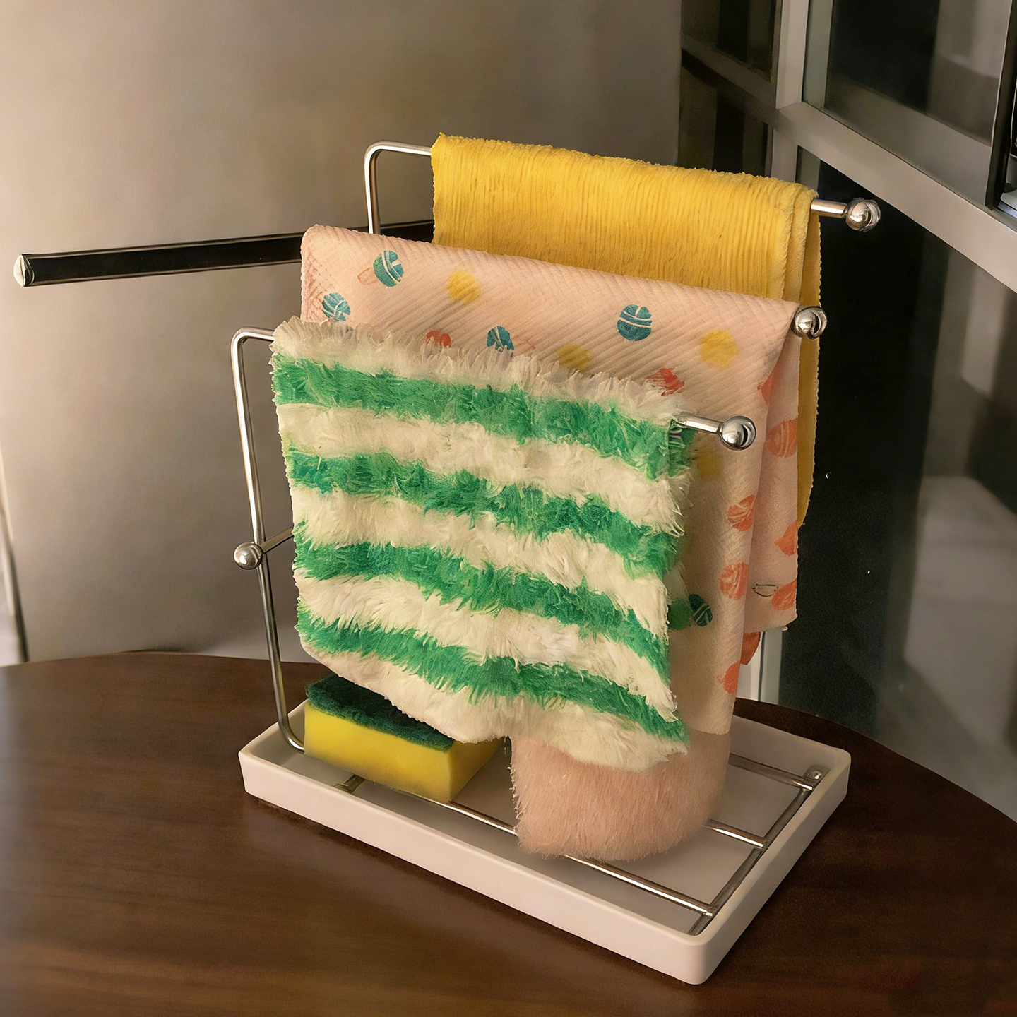 不锈钢沥水抹布架置物架子海绵毛巾挂架多功能铁艺收纳架海绵挂架,厨房/烹饪用具,抹布架/厨房清洁收纳架,淘宝优惠券,粉丝福利购,淘宝优惠卷