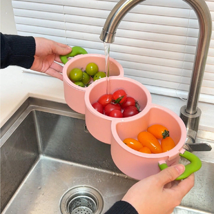 果盘家用2026新款双层沥水篮新年客厅桌面茶几摆放盘分格收纳篮子