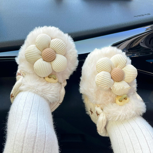 花朵婴儿冬鞋宝宝鞋子新生小月龄加绒加厚鞋袜棉拖鞋防掉软底鞋子