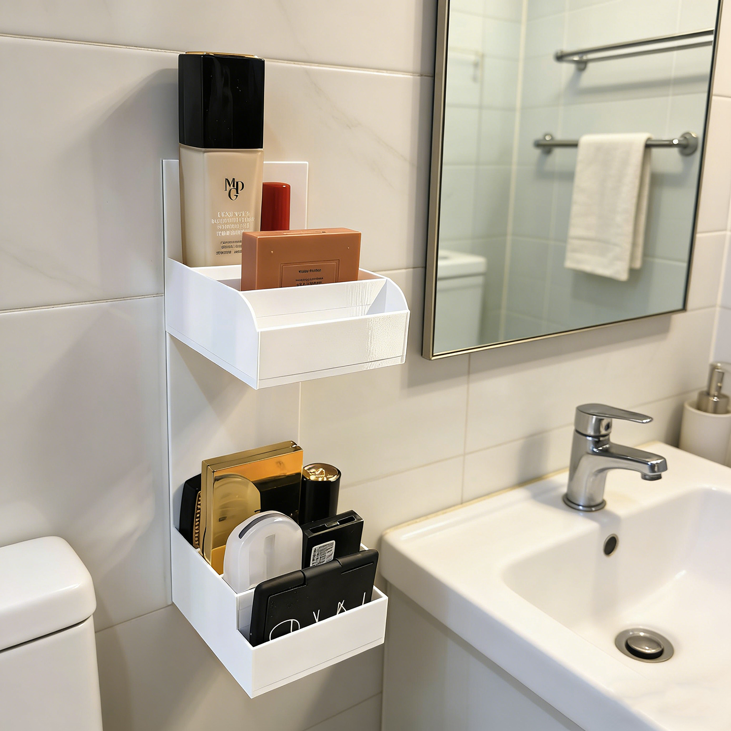上墙收纳盒化妆品收纳架壁挂免打孔3d打印置物架洗手间首饰收纳盒,收纳整理,壁式收纳盒,淘宝优惠券,粉丝福利购,淘宝优惠卷