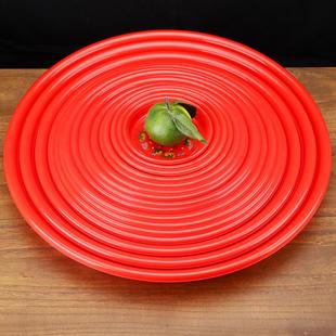 红色塑料盘子圆盘潮汕拜拜双喜盘结婚乔迁水果盘供果盘上供红盘子