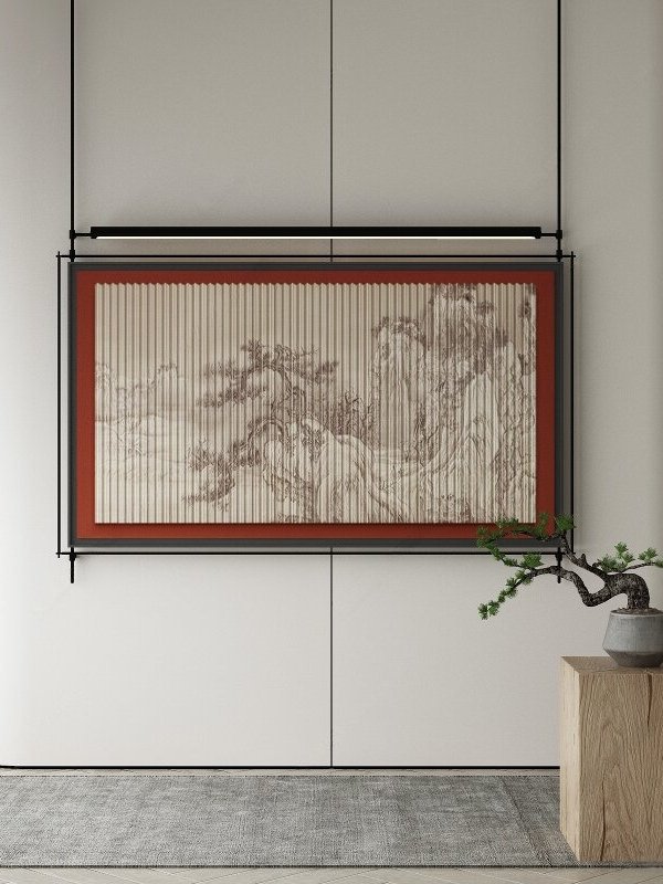 新中国风景观装饰画、高档餐厅墙面装饰挂画、Ktv会所金属吊杆照