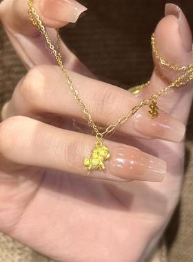 日本MUMI轻奢可爱小巧18k金色马上有钱项炼新款萌系卡通个性显白