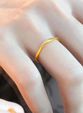 日本MUMI古法传承莫比乌斯环戒指女18k包金小众设计时尚彷真金素