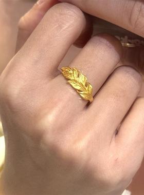 日本MUMI新款古法金手工轻奢优雅时尚覆古百搭气质食指戒指环