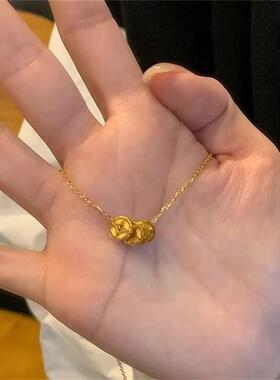 日本MUMI24k包金招财钱多多金币项炼女寓意简约ins风有钱花转运珠