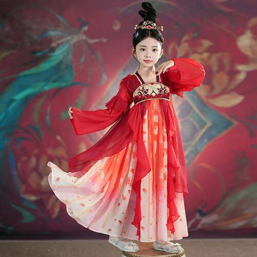 女童汉服2025新款儿童超仙裙子古装唐装演女孩连衣裙秋季长袖古风