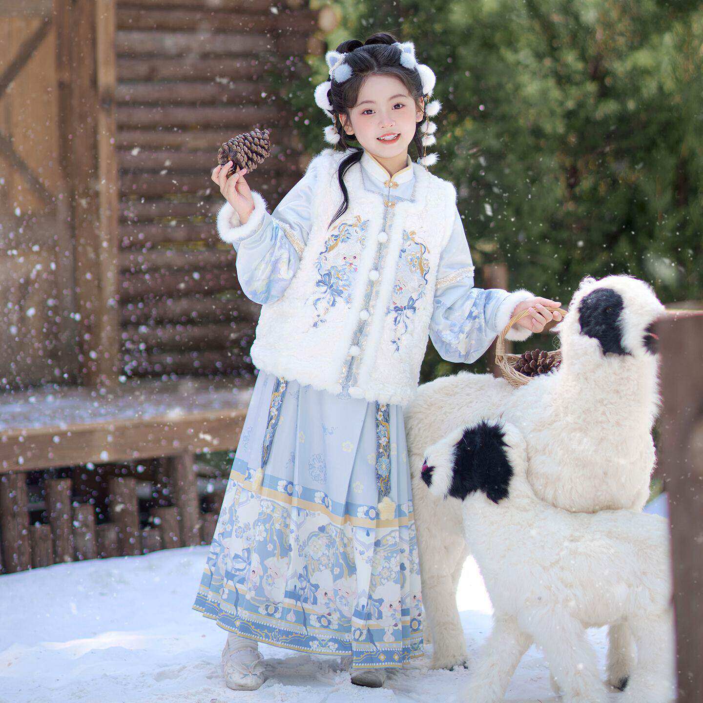 汉服女童2025新加绒新年套装儿童国风超仙冬装女孩秋冬季古风唐装