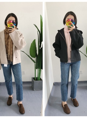 Y标 买手店AC 欧式简约羊毛双面呢高级感羊毛大衣短款外套夹克