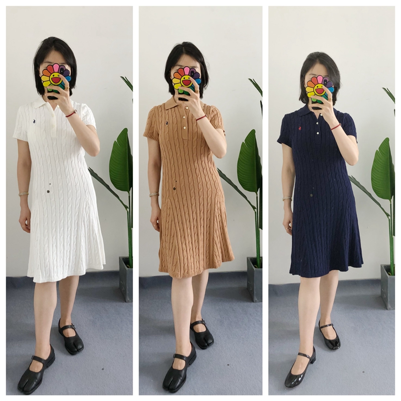 买手店 早秋白色纯棉绞花针织连衣裙 小个子通勤针织裙