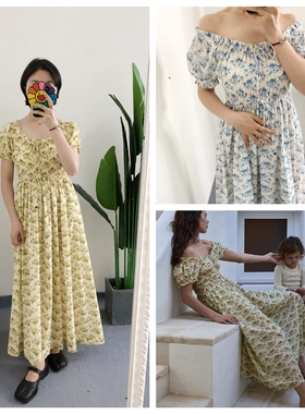 清 买手店doen Ashlynn圆领抽绳田园碎花印花连衣裙度假长裙