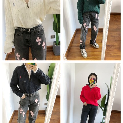 2025秋冬 买手店 男女半拉链羊毛羊绒麻花绞花针织毛衣套头