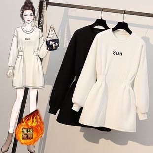 卫衣胖mm上衣遮肚显瘦 纯欲风长款 2022新款 初秋收腰卫衣加绒中长款