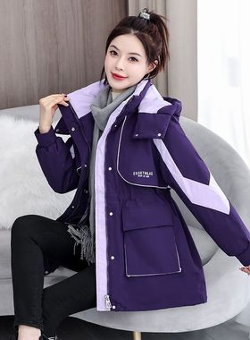 2025冬季冲锋衣棉服宽松棉袄时尚拆卸帽加厚外套韩版百搭女工装潮