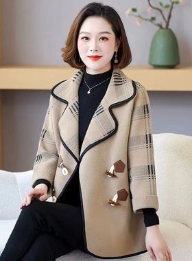 2025新款羊毛高端时尚妈妈秋季外套洋气中老年女大码秋冬呢子大衣