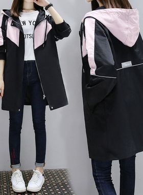 大码加棉加厚风衣胖MM2023春秋新款中长款200斤女装韩版休闲外套