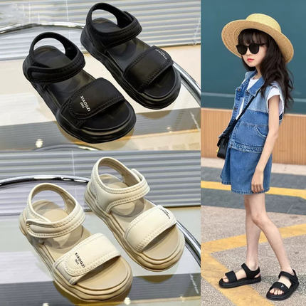 真皮女童凉鞋2025夏季新款中大童软底夏款男童鞋子防滑运动沙滩鞋