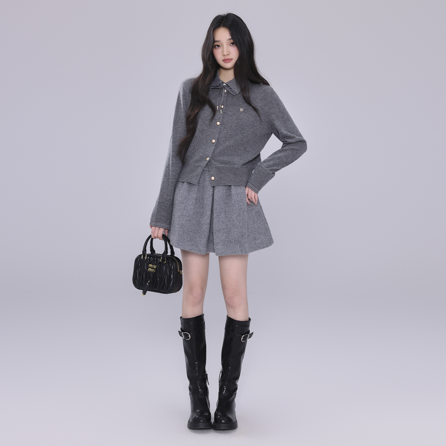 小鹿羊毛毛衣假两件套装