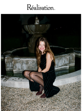 RealisationPar 连衣裙黑色条纹优雅简约斜裁真丝中长裙 The Romy