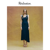 RealisationPar Ellery The 连衣裙蓝色法式 拼接斜裁真丝中长裙