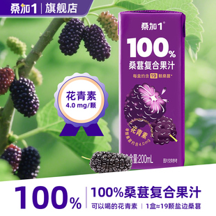 桑加1100%桑椹复合果汁200ml*24瓶好喝饮料花青素0添加防腐剂整箱