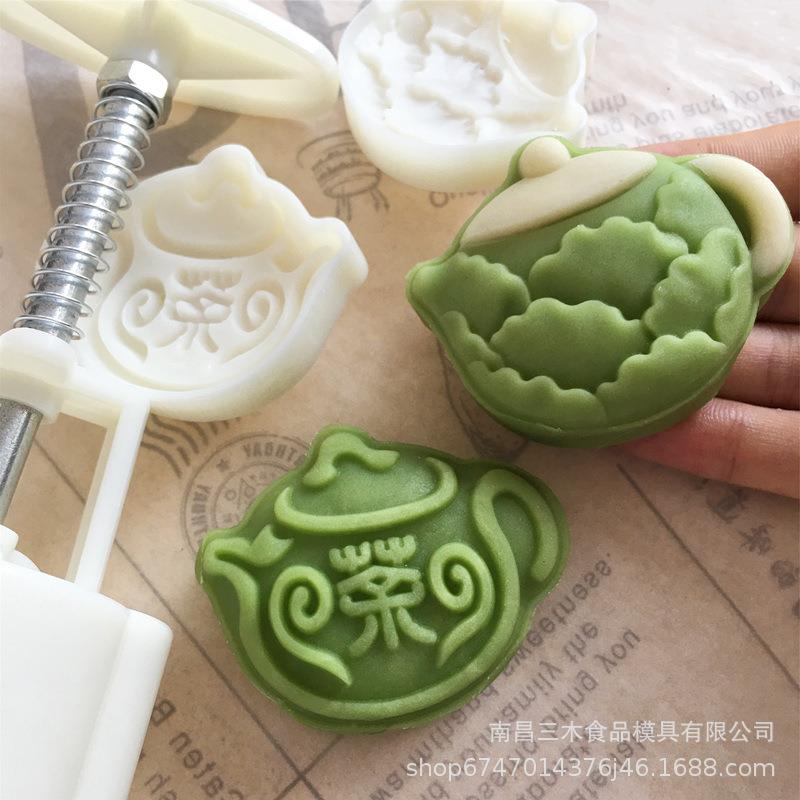 月饼模具50-65克立体手压绿豆糕磨具冰皮