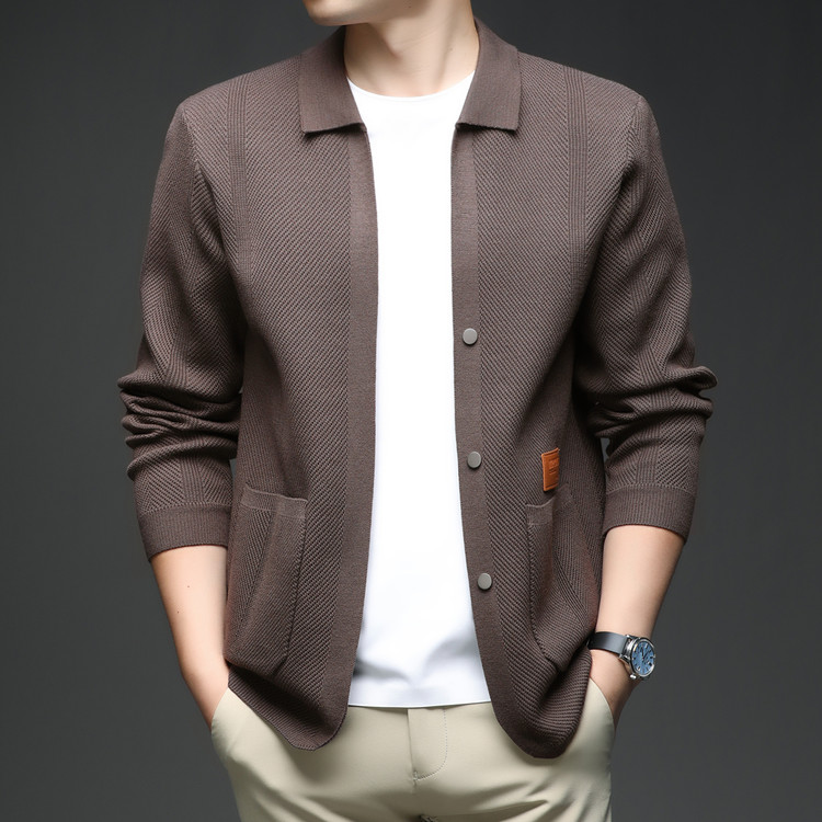 翻领通勤风秋季长袖开衫针织衫/毛衣