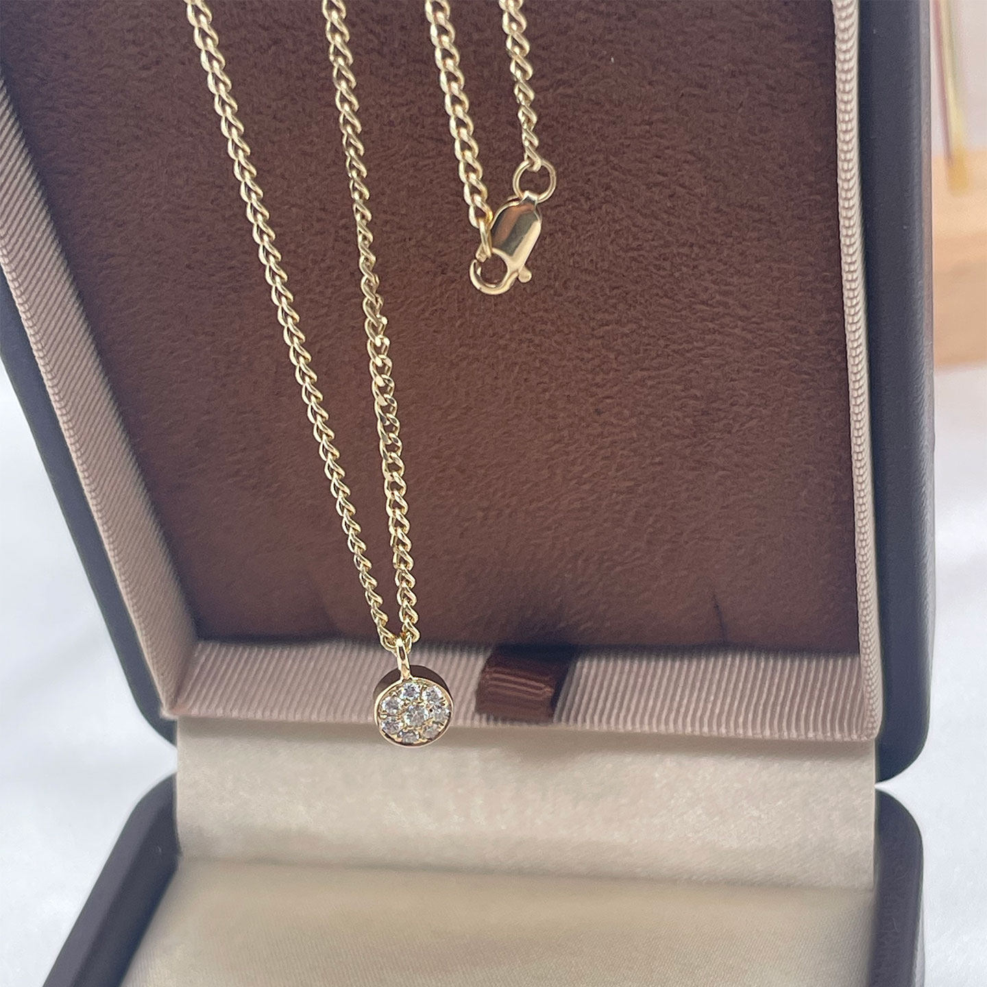 8K金钻石项链圆形古巴链锁骨链