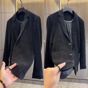 商务百搭舒适开衫 秋冬新款 外套男士 西装 上衣服 轻奢高级感黑色长袖