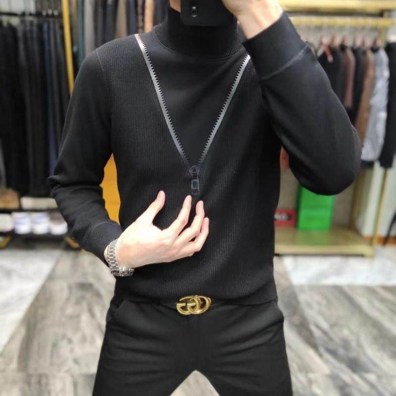 设计感时尚轻奢纯色高领套头卫衣男士潮牌休闲长袖假两件打底小衫,男装,卫衣,淘宝优惠券,粉丝福利购,淘宝优惠卷