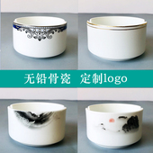 金银边骨瓷高档家用酒店宾馆办公会议彩烟灰缸陶瓷纯色烟缸可定制