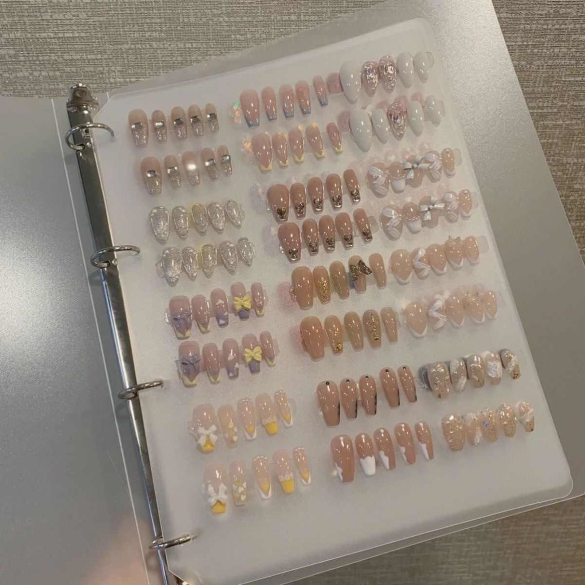 色卡甲片分类收纳册磨砂质感穿戴甲片收纳夹展示板美甲店展示板