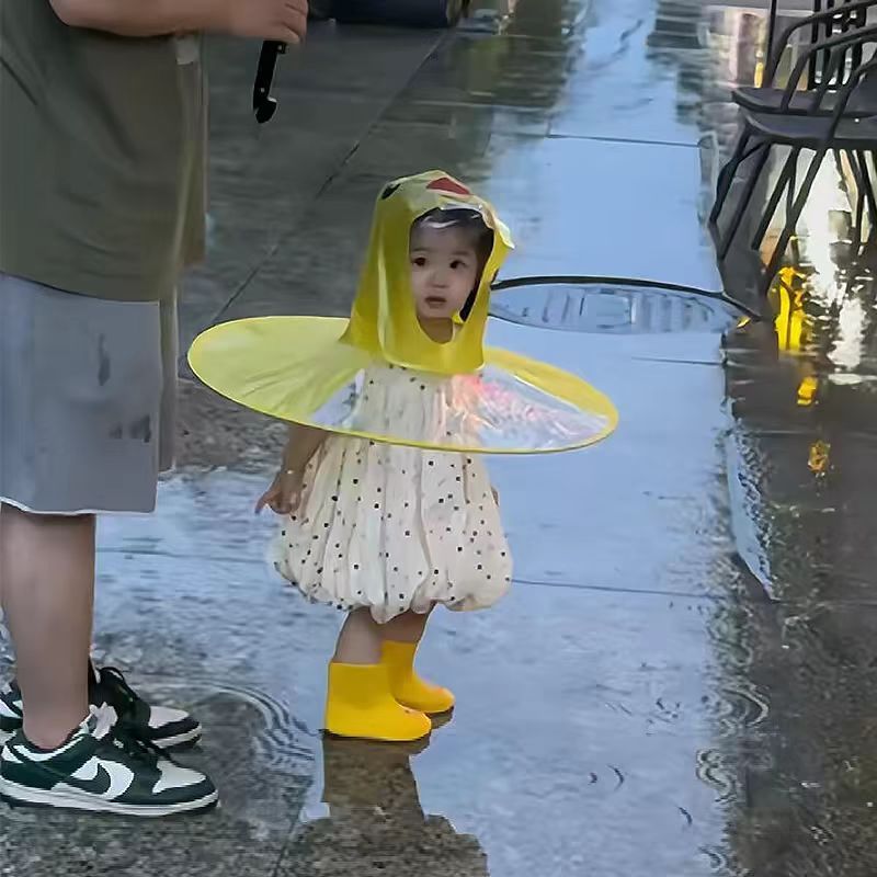 避雨神器遮雨帽斗篷雨天飞碟雨衣帽伞创意儿童雨披折叠头戴式雨伞