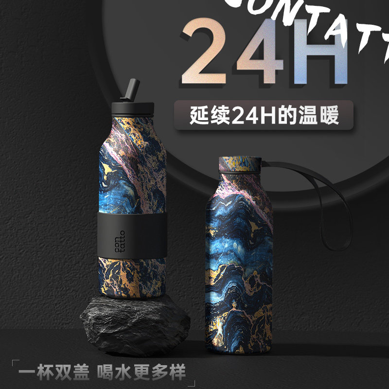 吉姆蓝杰2025新款不锈钢保温保冷男款大容量外出携带吸管随行水杯