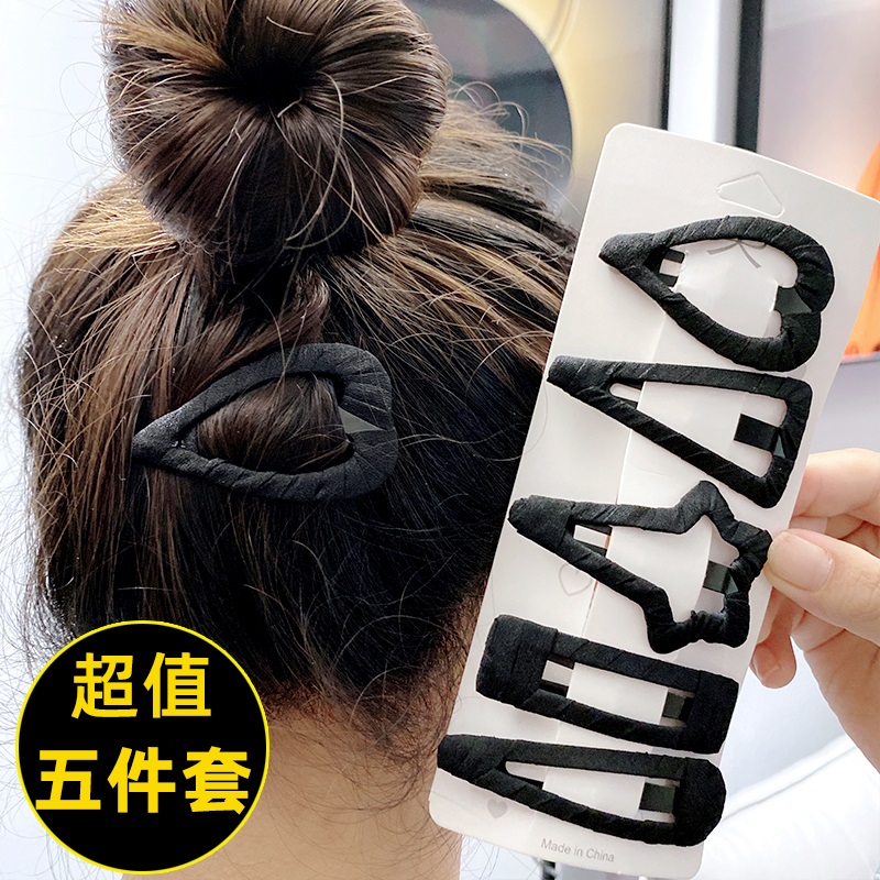 简约发夹顶夹网红碎发一字侧边刘海夹后脑勺布艺黑色发卡bb夹卡子