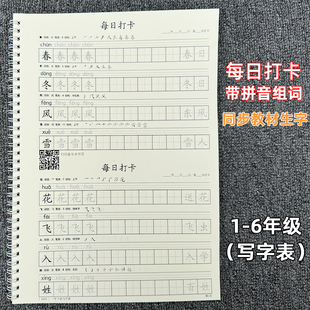 6年级写字表练字帖每日打卡一二三四五六年级上下册硬笔楷书生字描红本新版 2024年款 人教版