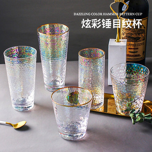 泡茶杯饮料杯 彩虹七彩水晶玻璃杯创意水杯子办公室家用网红个性