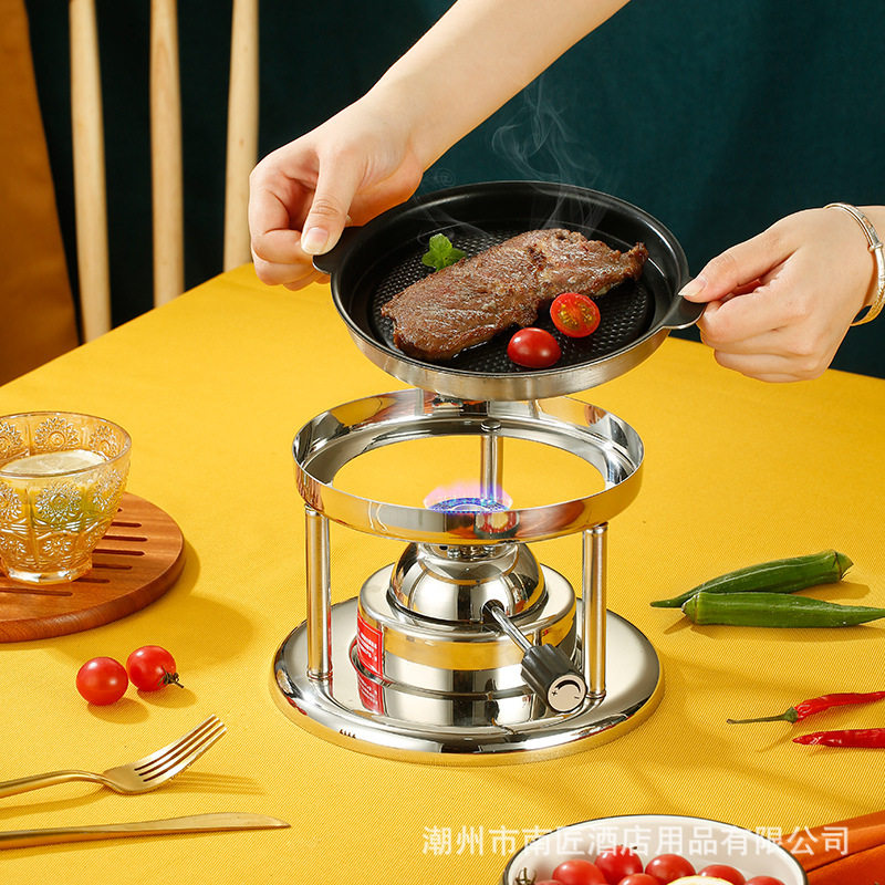 充气烧烤炉单人烤肉炉韩式不粘烤肉盘肉串烤煎盘燃气式可调节