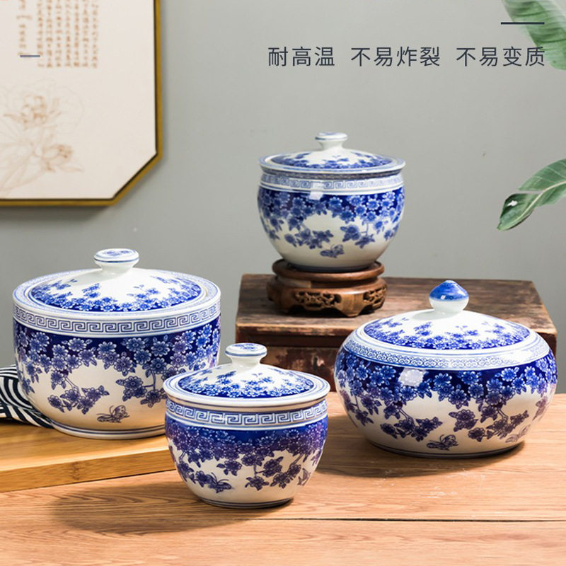 猪油罐家用带盖耐高温厨房辣椒油罐调料盐罐景德镇陶瓷青花瓷米缸