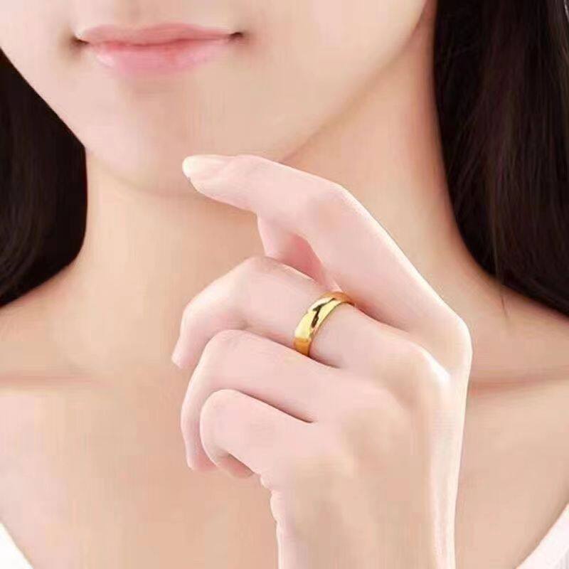 新款爆款沙金色戒指男士女款久不掉色光面情侣款婚庆简约对戒
