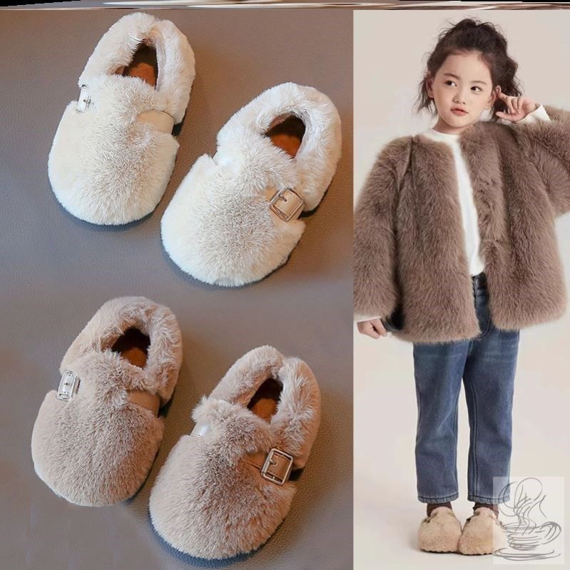 儿童毛毛鞋女童豆豆鞋子秋冬天加绒2024冬季新款宝宝棉鞋女宝外穿,童鞋/婴儿鞋/亲子鞋,棉鞋,淘宝优惠券,粉丝福利购,淘宝优惠卷