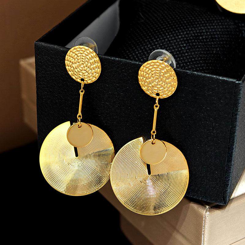 老街时光~爆款金属流苏耳环简约夸张圆形时尚耳饰女款小众设计感
