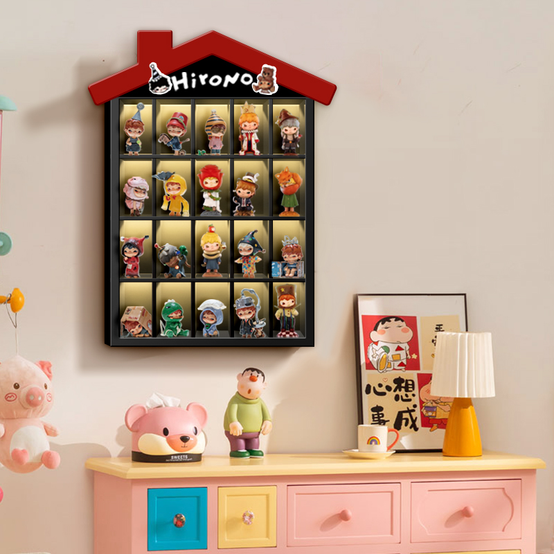 手办收纳盒带灯盲盒置物架