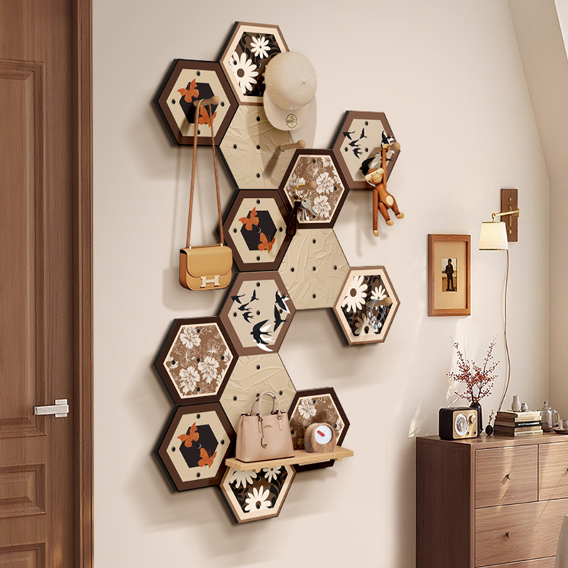 实木洞洞板置物架中古风收纳架创意入户玄关展示架墙上定制衣帽架,收纳整理,整理架/置物架/收纳架,淘宝优惠券,粉丝福利购,淘宝优惠卷